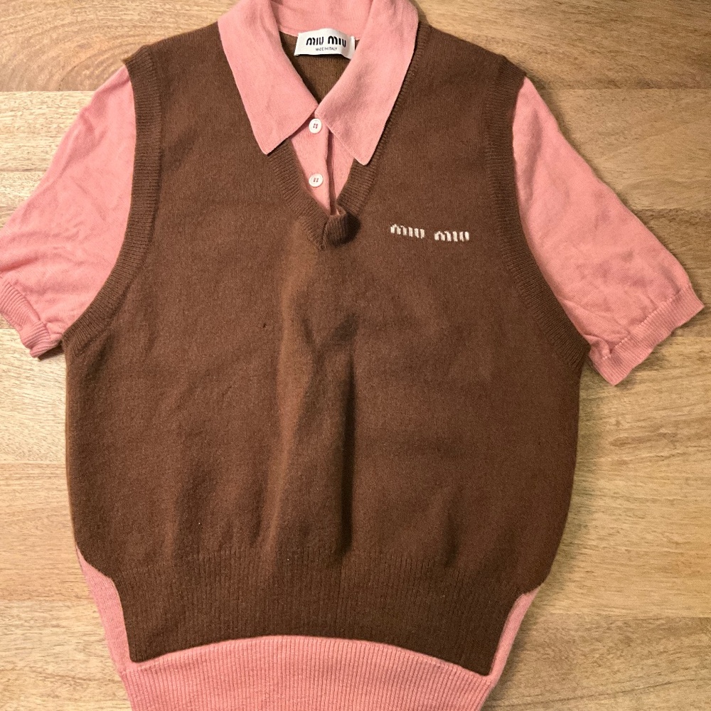 Miu Miu layered wool and cashmere polo shirt size 36